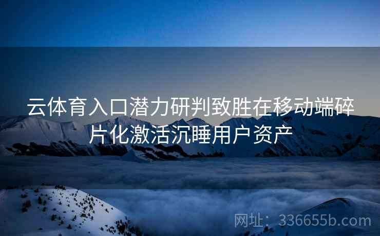 云体育入口潜力研判致胜在移动端碎片化激活沉睡用户资产