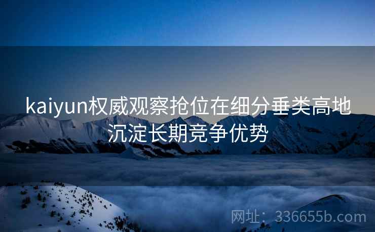 kaiyun权威观察抢位在细分垂类高地沉淀长期竞争优势